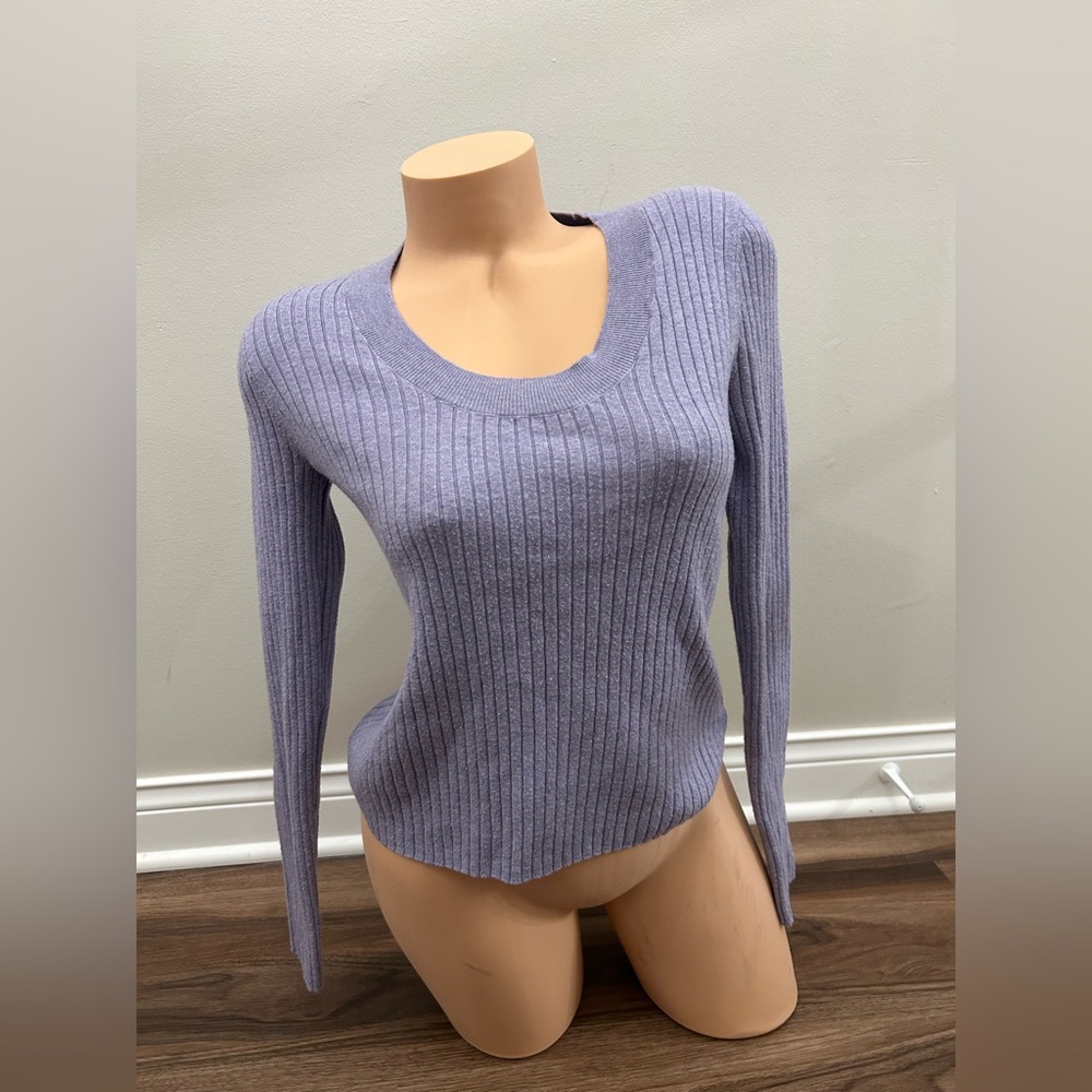 a new day Lavender Ribbed Long Sleeve Scoop Neck Sweater